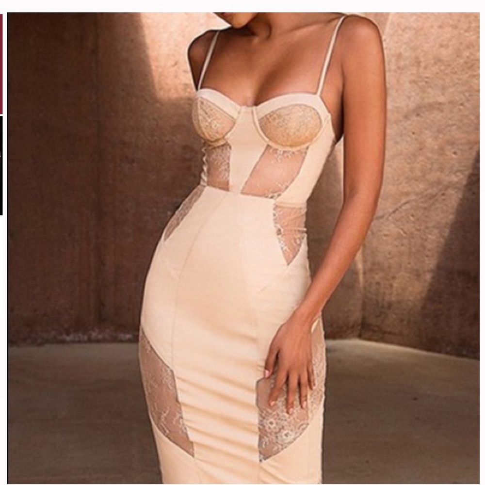 House of CB 'Dahlia Nude Dress With Lace